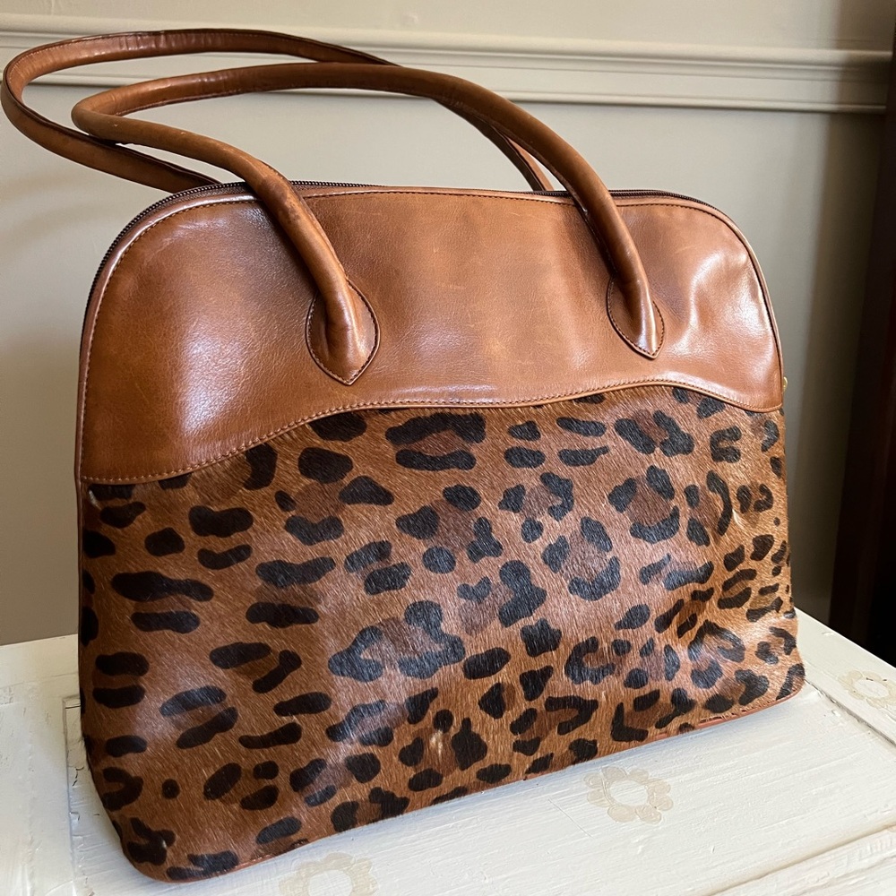 Vintage Made in Italy Leather & Pony Hair Shoulder Bag